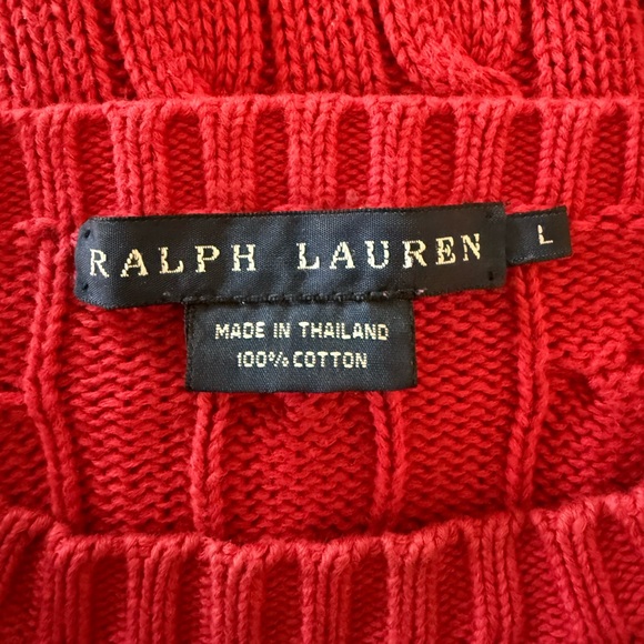 Ralph Lauren Classic Women’s Cable-Knit Pullover Crewneck Sweater Vibrant Red, L - Picture 13 of 15